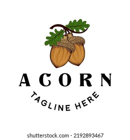 vintage acorn logo design. acorn vector illustration concept in emblem style, for general business.