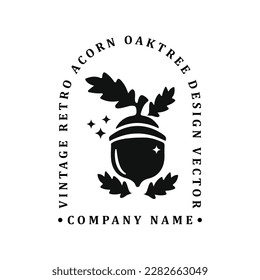 Vintage acorn oak tree lettering brand logo design