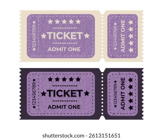 Vintage admission tickets printed on textured paper for entertainment events