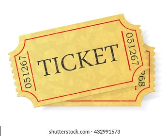 Vintage admit one ticket isolated on white background. Vector illustration.