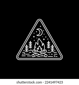 Vintage adventure campfire monoline Illustration Design