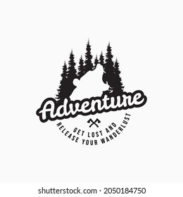 Vintage adventure emblem vector illustration design. Simple wild bear logo concept.