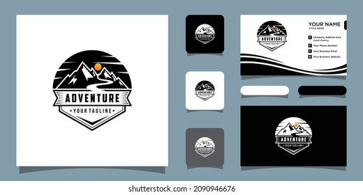 Vintage Adventure logo design with business card design template