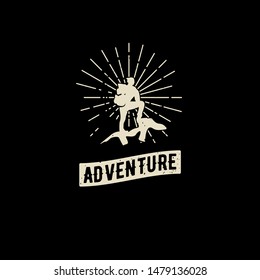 Vintage Adventure Male Help Friend Hiking Logo Vector Icon Design Illustration