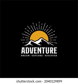 Vintage adventure mountain dream, explore, discover logo design