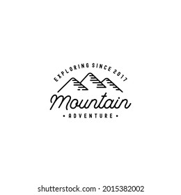 Vintage adventure mountain exploring monoline hipster logo design