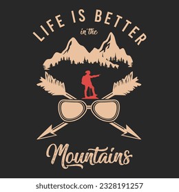 Vintage Adventure T-shirt Design Vector, Summer Mountains Camping Outdoors Vintage Badge Logo Set for Poster with Travel Quotes Collection for Print