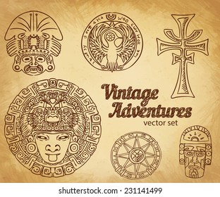 Vintage Adventures: vector set. Design elements 