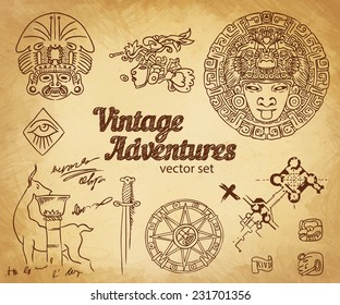 Vintage Adventures: vector set. Design elements 