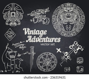 Vintage Adventures: vector set. Design elements 