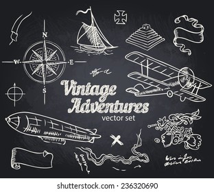 Vintage Adventures: vector set. Design elements 