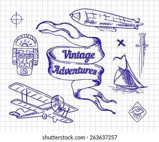 Vintage Adventures: vector set. Design elements