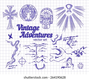 Vintage Adventures: vector set. Design elements