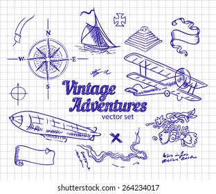 Vintage Adventures: vector set. Design elements