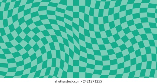 Vintage Aesthetic Backgrounds with Groovy Checkered Pattern and Psychedelic Checkerboard Textures in Turquoise color palette