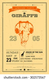 Vintage african party invitation card - Giraffe