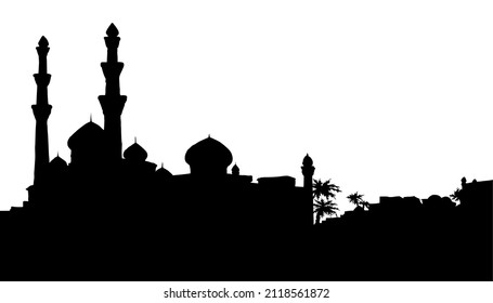 97 Mosque line art vector with palm trees Images, Stock Photos ...