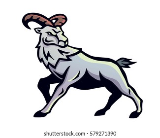 Vintage Aggressive Angry Animal In Action Illustration Logo - Mountain Goat