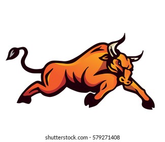 Vintage Aggressive Angry Animal In Action Illustration Logo - Bull