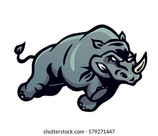 Vintage Aggressive Angry Animal In Action Illustration Logo - Rhinoceros