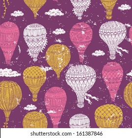 Vintage Air Balloon Pattern Violet
