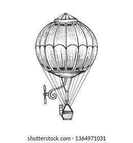 Vintage air balloon sketch engraving vector illustration. Scratch board style imitation. Hand drawn image.