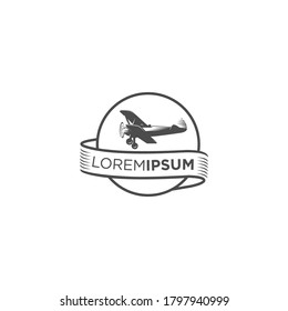 vintage air plane  silhouette emblem logo vector