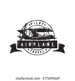 vintage aircraf logo design template