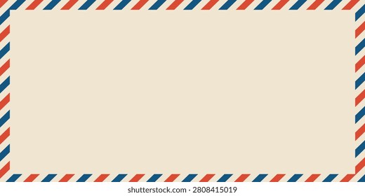 Vintage Airmail Envelope Border Frame With Red And Blue Diagonal Stripes And Blank Center
