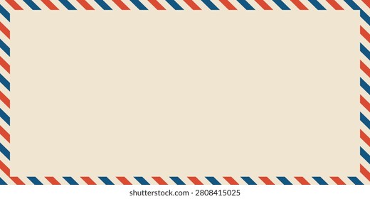 Vintage Airmail Envelope Border Frame With Red And Blue Diagonal Stripes And Blank Center