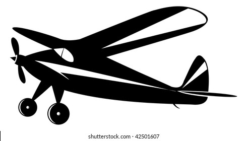 vintage airplane in black and white toner, vector mode