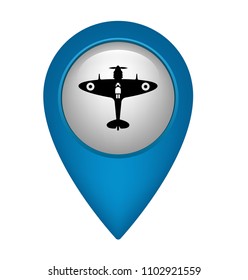 Vintage airplane fly machine and map pointer. museum of airplanes here