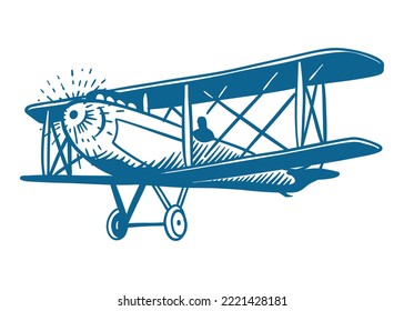 Vintage Airplane hand drawn vector llustration
