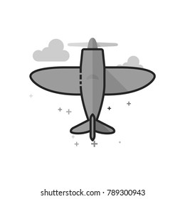 Vintage Airplane icon in flat outlined grayscale style. Vector illustration.