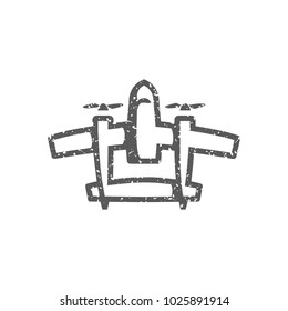 Vintage airplane icon in grunge texture. Vintage style vector illustration.
