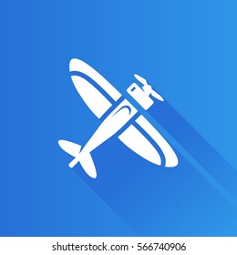 Vintage airplane icon in Metro user interface color style.