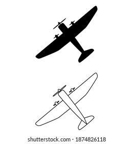Vintage airplane icon vector set. maize illustration sign collection. air force symbol.