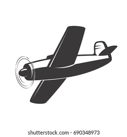 Vintage airplane illustration isolated on white background. Design elements for logo, label, emblem, sign. Vector illustration