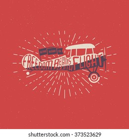 Vintage airplane lettering for printing. Vector old school aircraft poster. Retro air show t shirt print design with motivational text and old effect. Biplane with sunbursts on old style background.