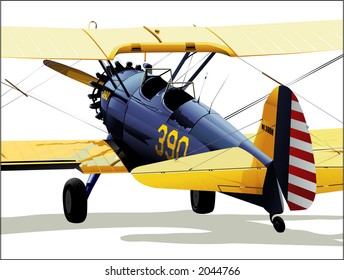 Vintage airplane on the ground - Vector