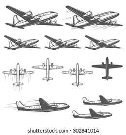 Vintage airplanes from different angles