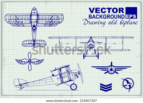Vintage airplanes\
drawing on graph paper and design elements , badges and logo\
patches on the theme\
aviation