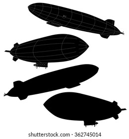 Vintage airship. Dirigible balloon. Vector illustration isolated.