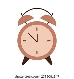 Vintage alarm clock with arrows vector illustration. Timepiece icon. Countdown symbol. Pastel colors. Morning and wake up vector illustration in flat style.