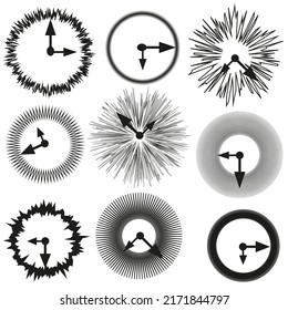 vintage alarm clock. Classic set. Travel time. Round clock. Vector illustration. stock image.