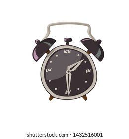 Vintage Alarm Clock.  Element of the interior.  Isolated flat vector illustration on background.