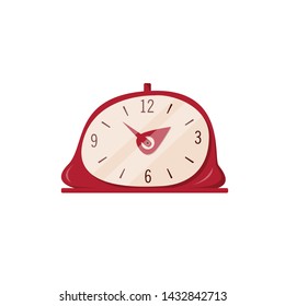 Vintage Alarm Clock.  Element of the interior.  Isolated flat vector illustration on background.