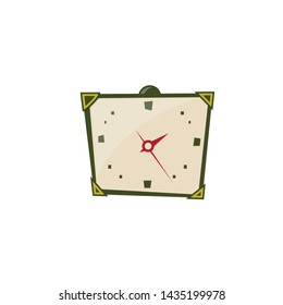 Vintage Alarm Clock.  Element of the interior.  Isolated flat vector illustration on background.
