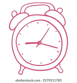 Vintage Alarm Clock – Hand-Drawn Retro Timepiece, Cozy Bedroom Decor in Elegant Minimalist Line Art Style
