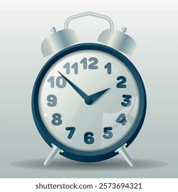 Vintage alarm clock. Realistic image of an alarm clock on a gray background. Template blank for your projects. Vector.